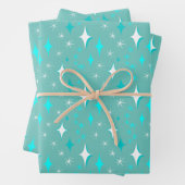 Retro-Muster für Aquamarine und weiße Sterne Geschenkpapier Set (Beispiel)