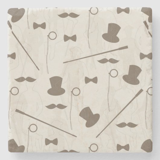 Retro Muster für Mann 2 Steinuntersetzer (Vorderseite)