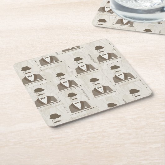 Retro Muster für Mann Rechteckiger Pappuntersetzer (angewinkelt)