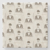 Retro Muster für Mann Steinuntersetzer (Vorderseite)