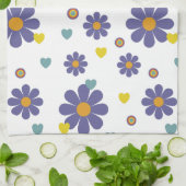 Retro-Muster für Power der Lila Blume der 1970er J Geschirrtuch (Gefaltet)