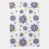 Retro-Muster für Power der Lila Blume der 1970er J Geschirrtuch (Vertikal)