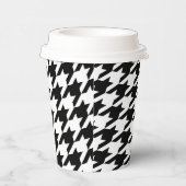 Retro-Muster für Schwarz-weißes Hahnentrittmuster Pappbecher (Rechts)