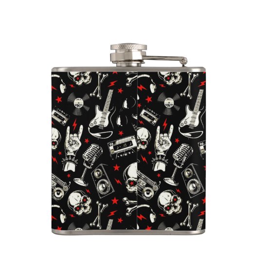 Retro-Muster für Schwermetalle Flachmann (Rückseite)