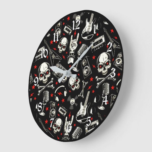 Retro-Muster für Schwermetalle Große Wanduhr (Winkel)