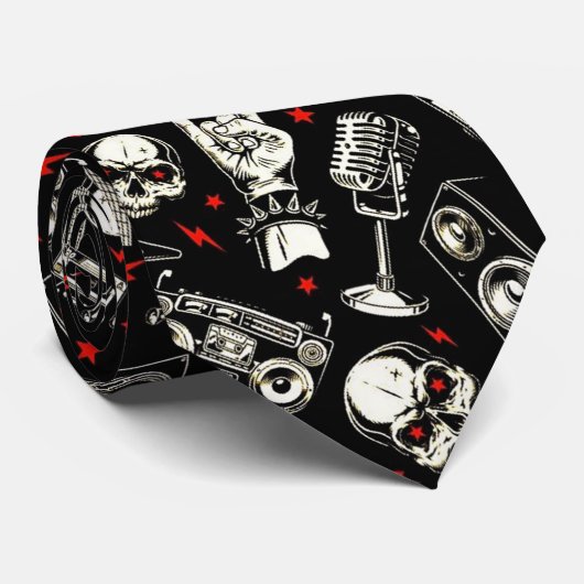 Retro-Muster für Schwermetalle Krawatte (Gerollt)