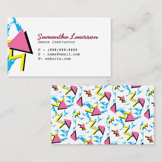 Retro Muster-Geschäfts-Karte Memphis inspirierte Visitenkarte (Vorne/Hinten)