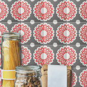 Retro-Muster, grau, rot und weiß, ethnisch geometr Fliese