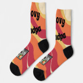 Retro-Muster "Groovy Grandpa" Foto Socken (Linkes Detail)