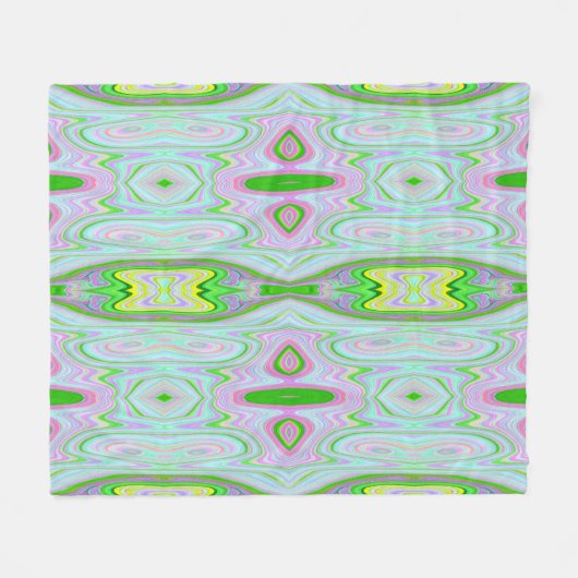 Retro-Muster in Abstrakt rosa, Limettengrün und Aq Fleecedecke (Vorderseite (Horizontal))