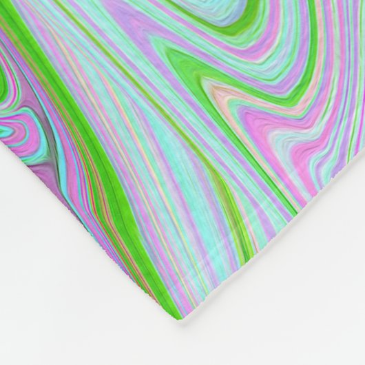 Retro-Muster in Abstrakt rosa, Limettengrün und Aq Fleecedecke (Ecke)