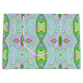 Retro-Muster in Abstrakt rosa, Limettengrün und Aq Große Geschenktüte (Vorderseite)