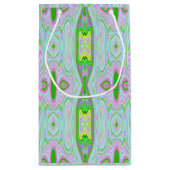 Retro-Muster in Abstrakt rosa, Limettengrün und Aq Kleine Geschenktüte (Rückseite)