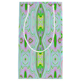 Retro-Muster in Abstrakt rosa, Limettengrün und Aq Kleine Geschenktüte