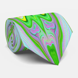 Retro-Muster in Abstrakt rosa, Limettengrün und Aq Krawatte