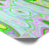 Retro-Muster in Abstrakt rosa, Limettengrün und Aq Poster (Ecke)