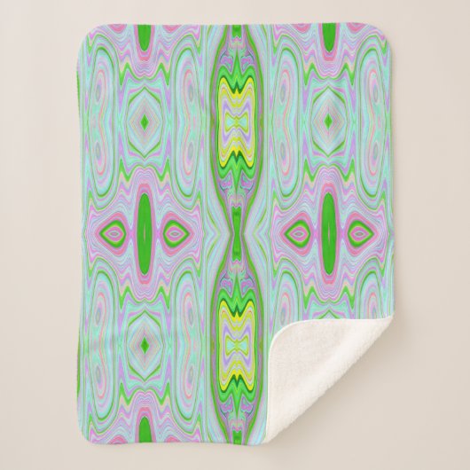 Retro-Muster in Abstrakt rosa, Limettengrün und Aq Sherpadecke (Vorderseite)