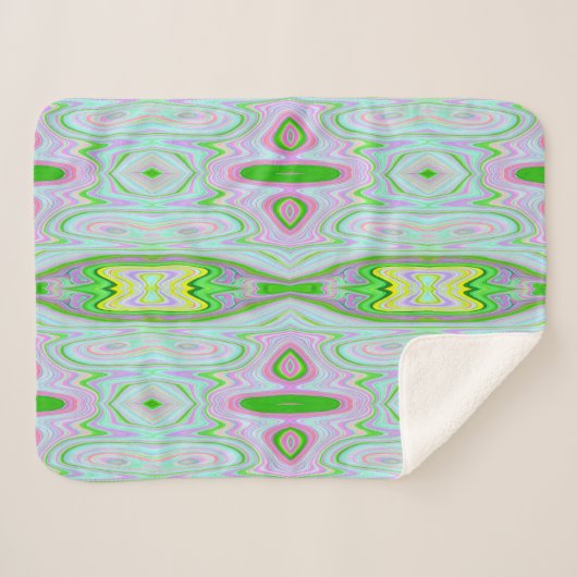 Retro-Muster in Abstrakt rosa, Limettengrün und Aq Sherpadecke (Vorderseite (Horizontal))