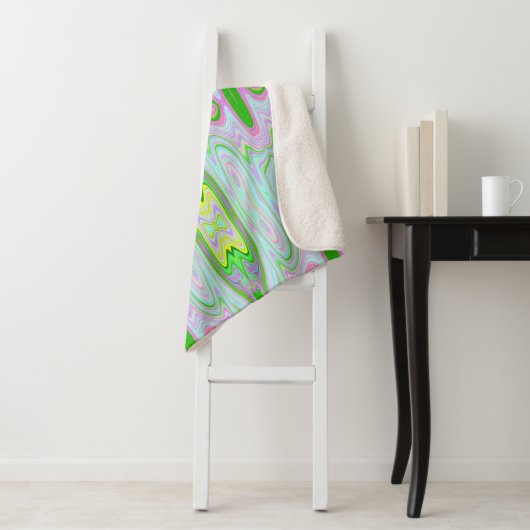 Retro-Muster in Abstrakt rosa, Limettengrün und Aq Sherpadecke (Beispiel)