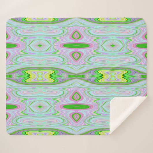 Retro-Muster in Abstrakt rosa, Limettengrün und Aq Sherpadecke (Vorderseite (Horizontal))