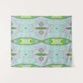 Retro-Muster in Abstrakt rosa, Limettengrün und Aq Wandteppich (Vorderseite (Horizontal))