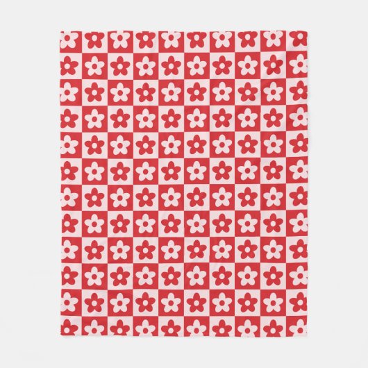Retro-Muster in Rot und Rosa mit hintereinander ge Fleecedecke (Vorderseite)