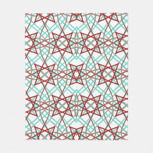 Retro Muster in Rot, Weiß und Türkis. Fleecedecke (Vorderseite)