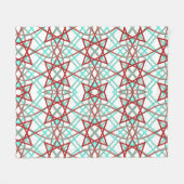 Retro Muster in Rot, Weiß und Türkis. Fleecedecke (Vorderseite (Horizontal))