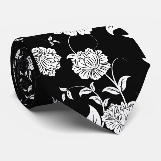 Retro-Muster in Schwarz-Weiß-Tönen Krawatte (Gerollt)