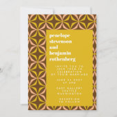 Retro Muster kühne Typografie Yellow Wedding Invi Einladung (Vorderseite)