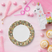 Retro-Muster mit Geschirr zum Frühstück Pappteller (Party)