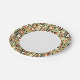 Retro-Muster mit Geschirr zum Frühstück Pappteller