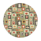 Retro-Muster mit Geschirr zum Frühstück Schneidebrett (Vorderseite)