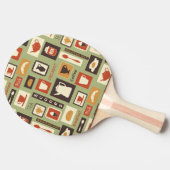 Retro-Muster mit Geschirr zum Frühstück Tischtennis Schläger (Seitenansicht)