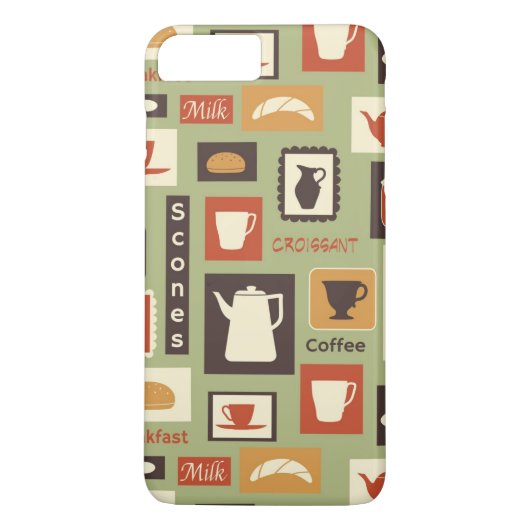 Retro Muster mit Küchen-Geschirr zum Frühstück Case-Mate iPhone Hülle (Rückseite)