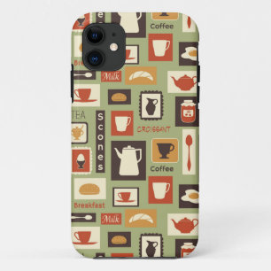 Retro Muster mit Küchen-Geschirr zum Frühstück Case-Mate iPhone Hülle