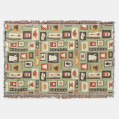 Retro Muster mit Küchen-Geschirr zum Frühstück Decke (Vorderseite)