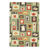 Retro Muster mit Küchen-Geschirr zum Frühstück Mini Klemmbrett (Rückseite)