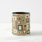 Retro Muster mit Küchen-Geschirr zum Frühstück Tasse (Zentrum)