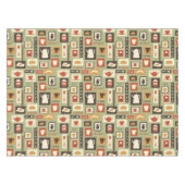 Retro Muster mit Küchen-Geschirr zum Frühstück Tischdecke (Vorderseite (Horizontal))