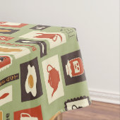 Retro Muster mit Küchen-Geschirr zum Frühstück Tischdecke (Beispiel)