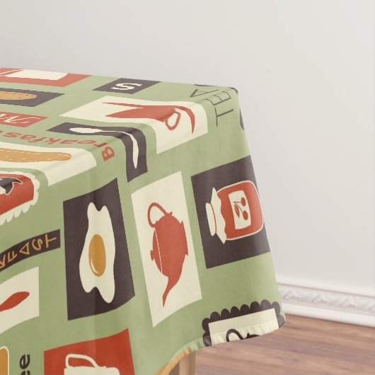 Retro Muster mit Küchen-Geschirr zum Frühstück Tischdecke (Beispiel)
