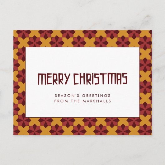 Retro Muster Mitte des Jahrhunderts Frohe Weihnach Postkarte (Vorderseite)