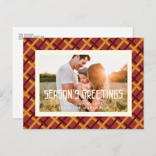 Retro Muster Mitte des Jahrhunderts Jahresgrüße Fo Postkarte (Vorne/Hinten)