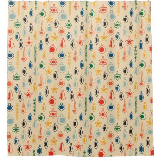 Retro Muster Mitte des Jahrhunderts mit Weihnachts Duschvorhang (Vorderseite)