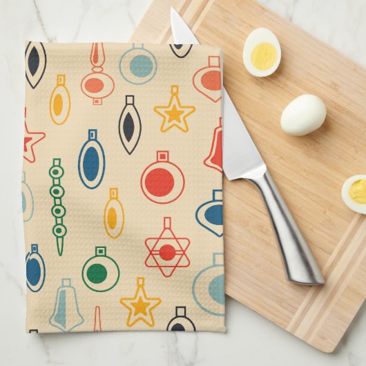 Retro Muster Mitte des Jahrhunderts mit Weihnachts Geschirrtuch (Viertel Falte)