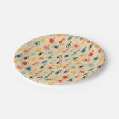 Retro Muster Mitte des Jahrhunderts mit Weihnachts Pappteller (Schrägansicht)