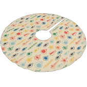 Retro Muster Mitte des Jahrhunderts mit Weihnachts Polyester Weihnachtsbaumdecke (Schrägansicht)