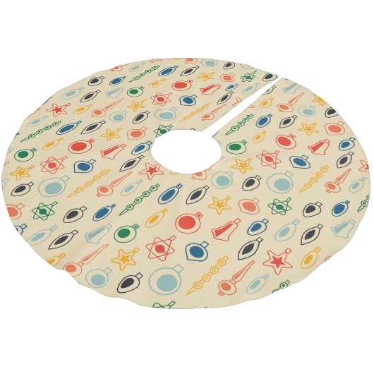 Retro Muster Mitte des Jahrhunderts mit Weihnachts Polyester Weihnachtsbaumdecke (Schrägansicht)