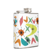 Retro-Muster Mitte des Jahrhunderts Vinyl Wrapped  Flachmann (Rechts)